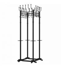 Вешалка напольная на 20 крючков с держателем для зонтов "Гардикс-4", металл, черная